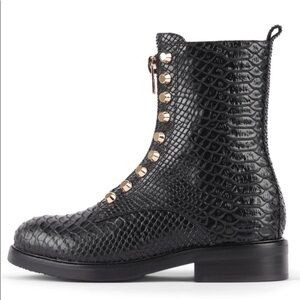 Jeffrey Campbell Tonette Leather Snakeskin Combat Boot